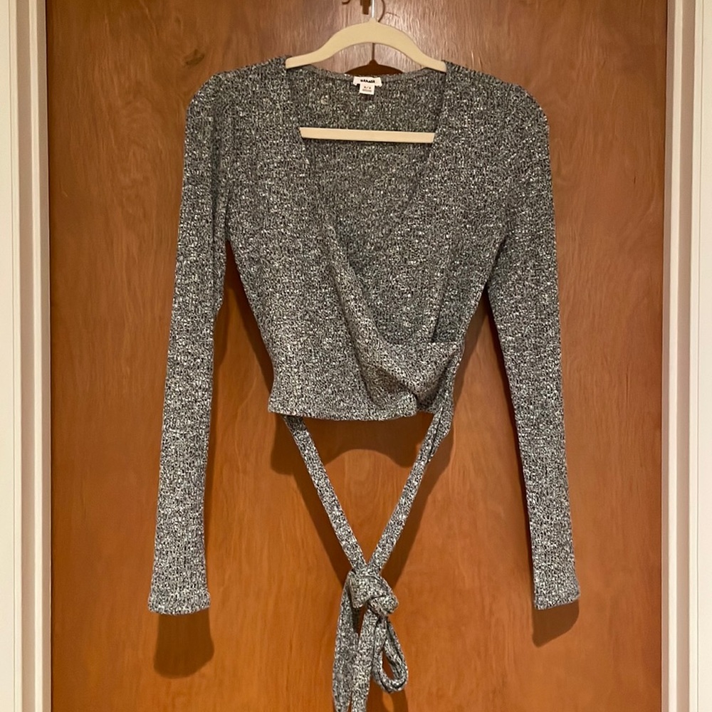 Garage grey wrap crop top